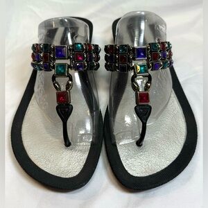 Grandco Jeweled and Beaded Thong Sandals Size 8